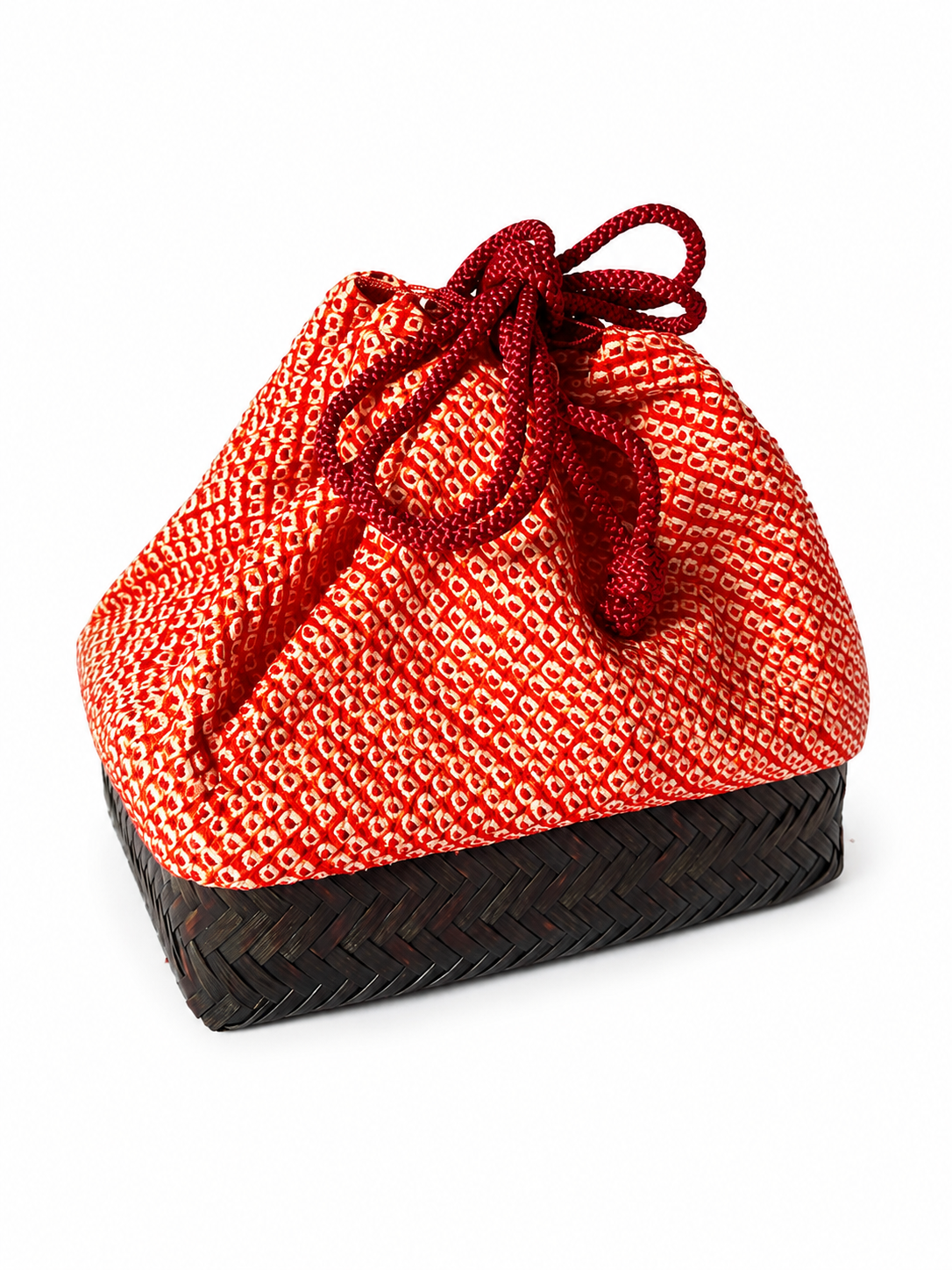 Vintage Japanese Shibori Bamboo Basket Bag