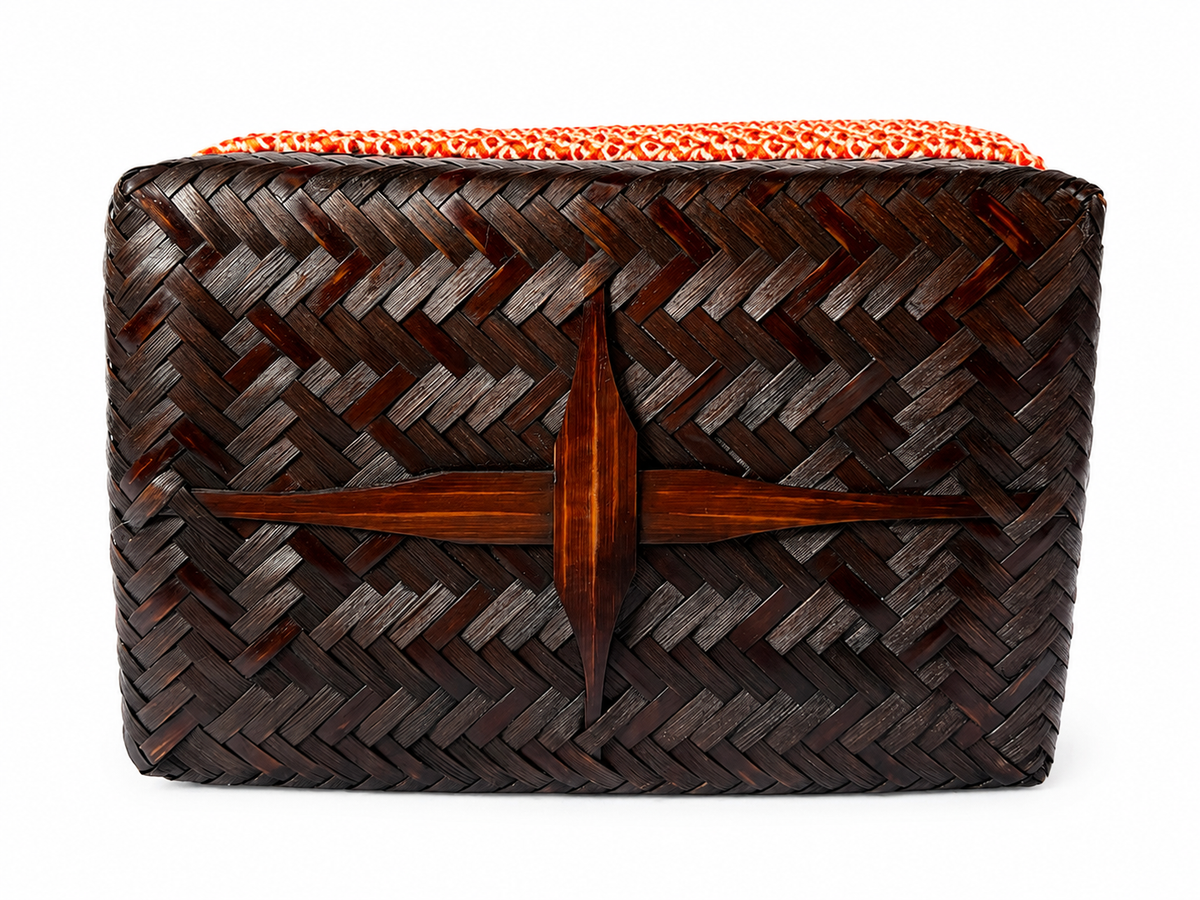 Vintage Japanese Shibori Bamboo Basket Bag
