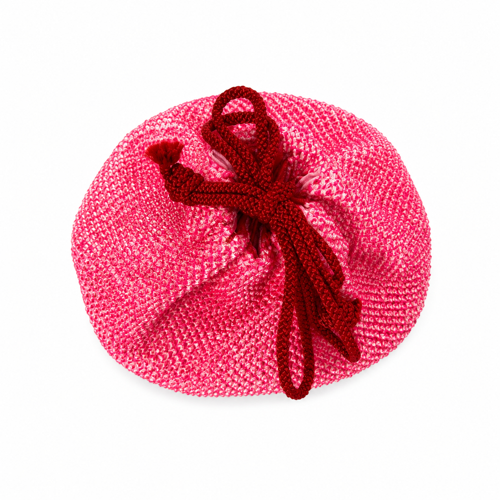 Vintage Japanese Bamboo Basket Bag | Pink Kinchaku