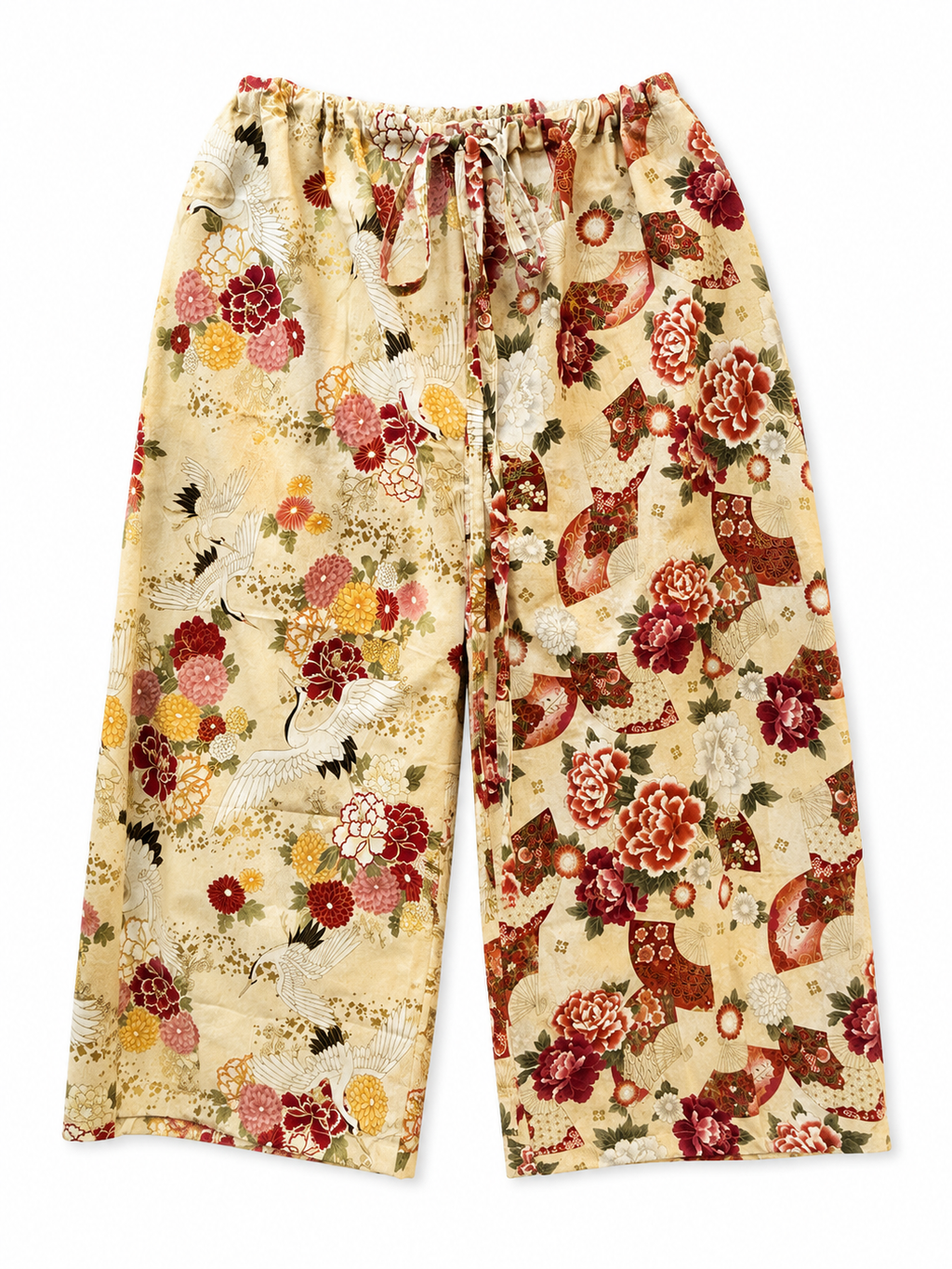 Japanese Print Wide-Leg Pants