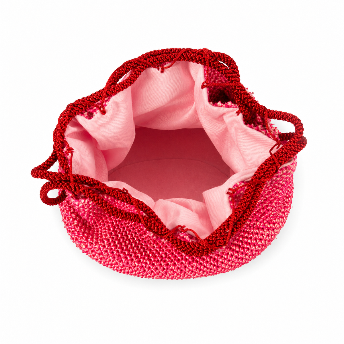 Vintage Japanese Bamboo Basket Bag | Pink Kinchaku