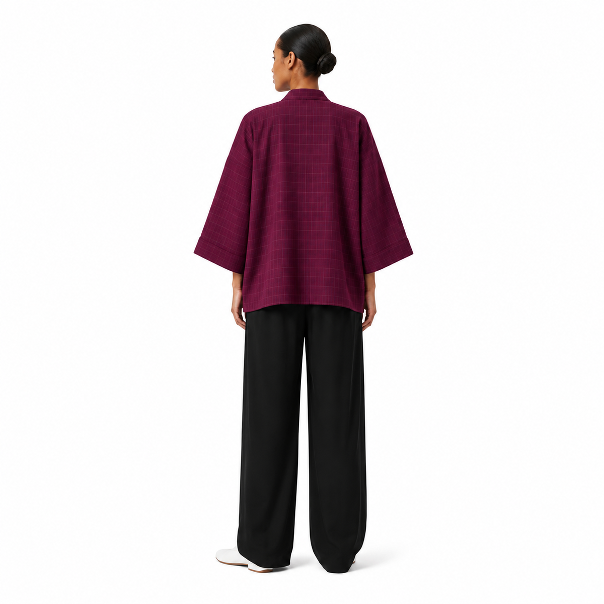 Plum Grid Kimono Jacket