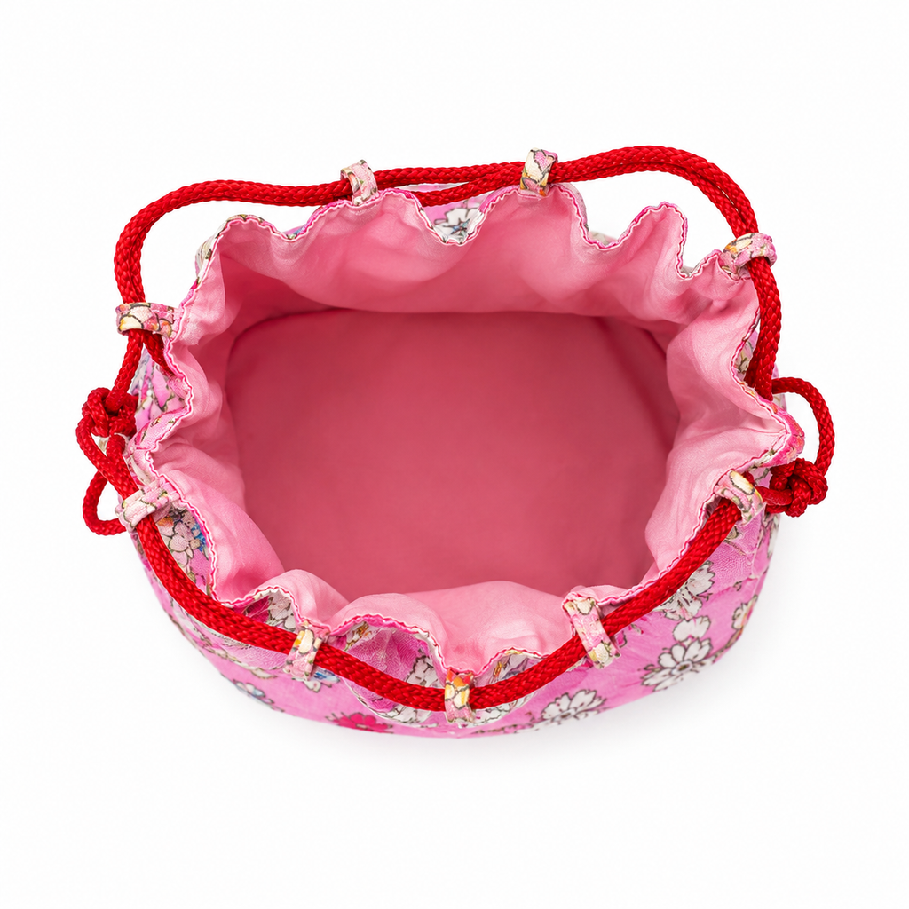 Japanese Floral Bamboo Basket Bag