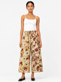 Japanese Print Wide-Leg Pants