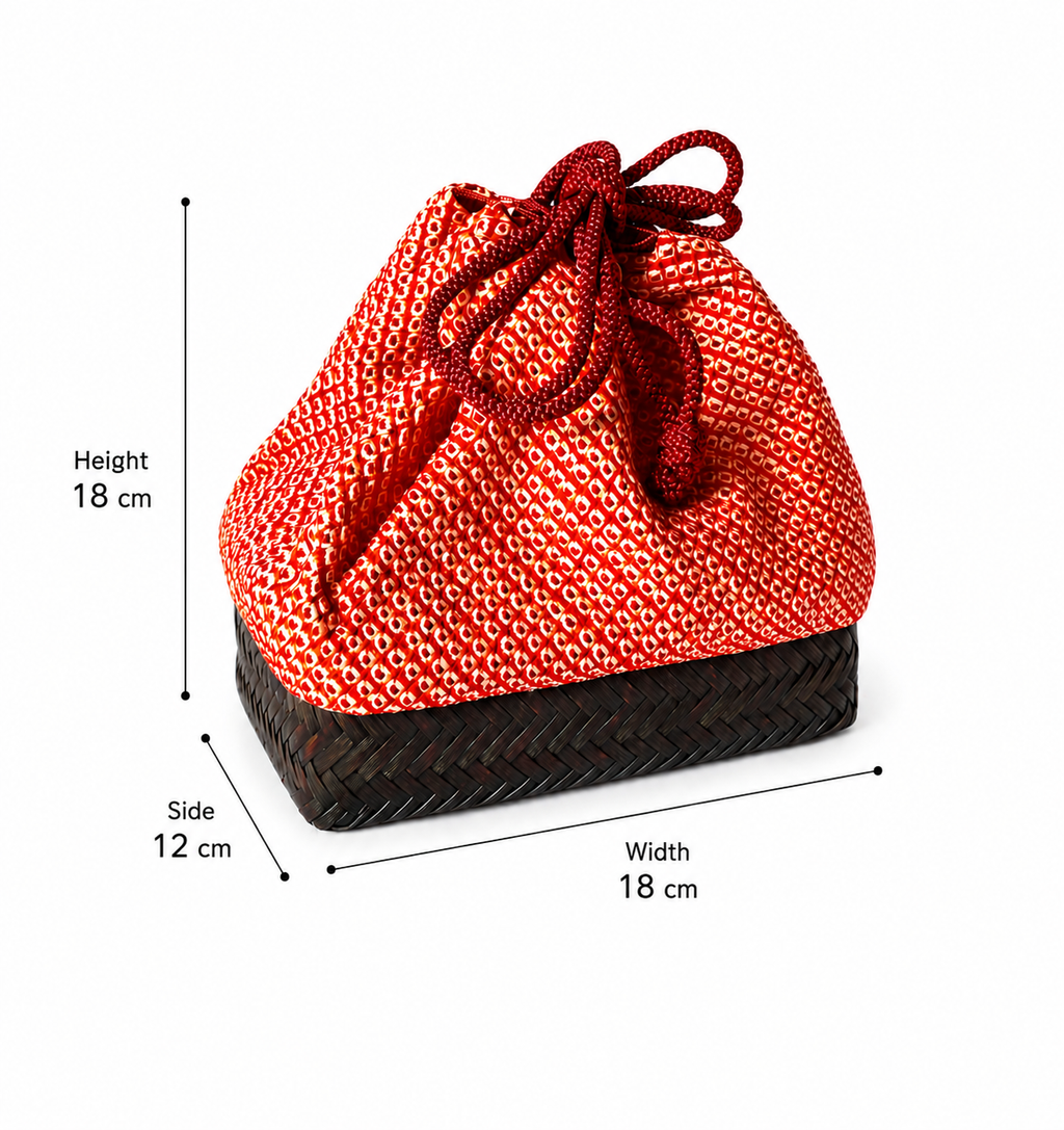 Vintage Japanese Shibori Bamboo Basket Bag