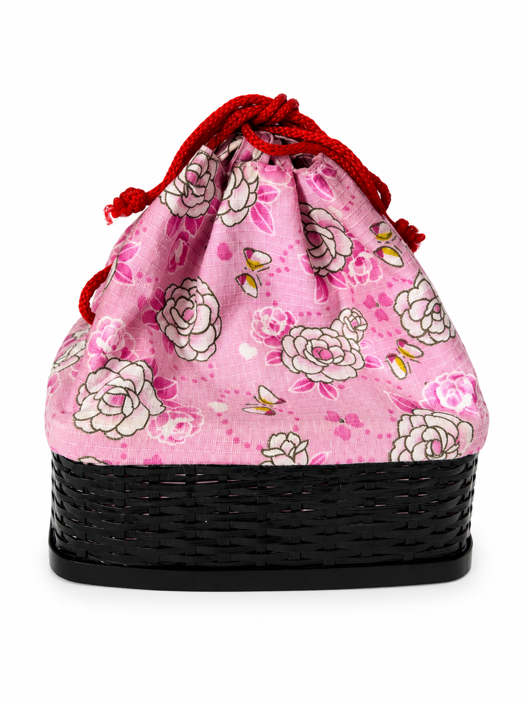 Japanese Floral Bamboo Basket Bag