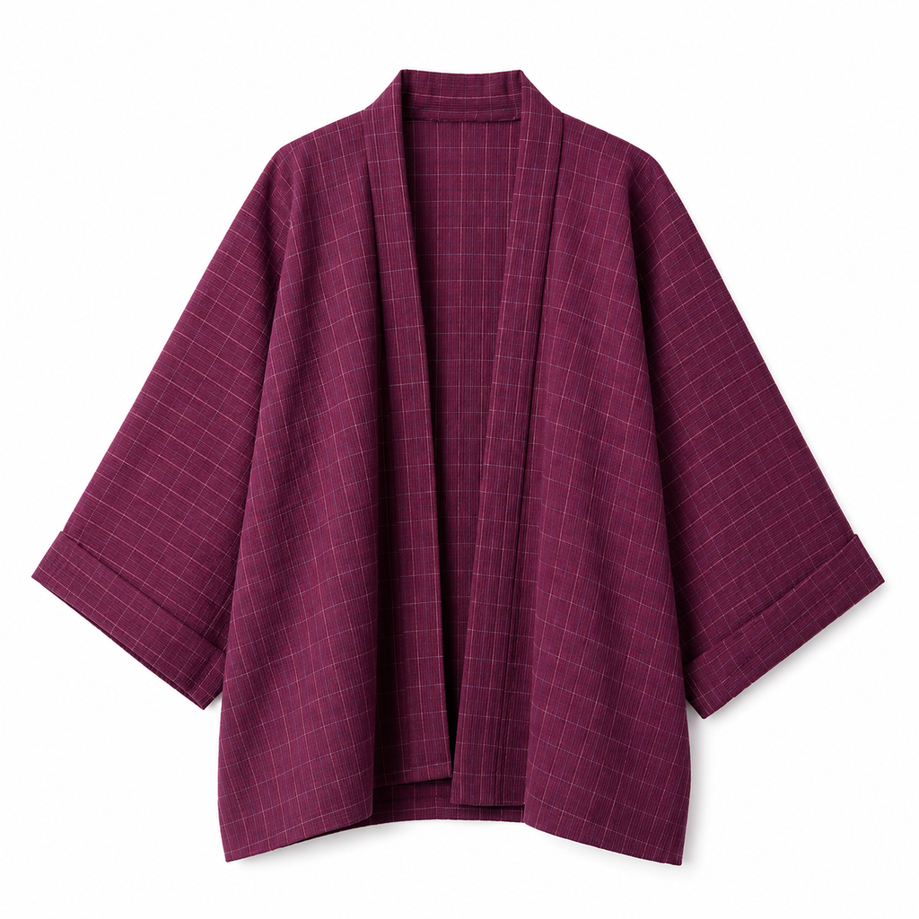 Plum Grid Kimono Jacket