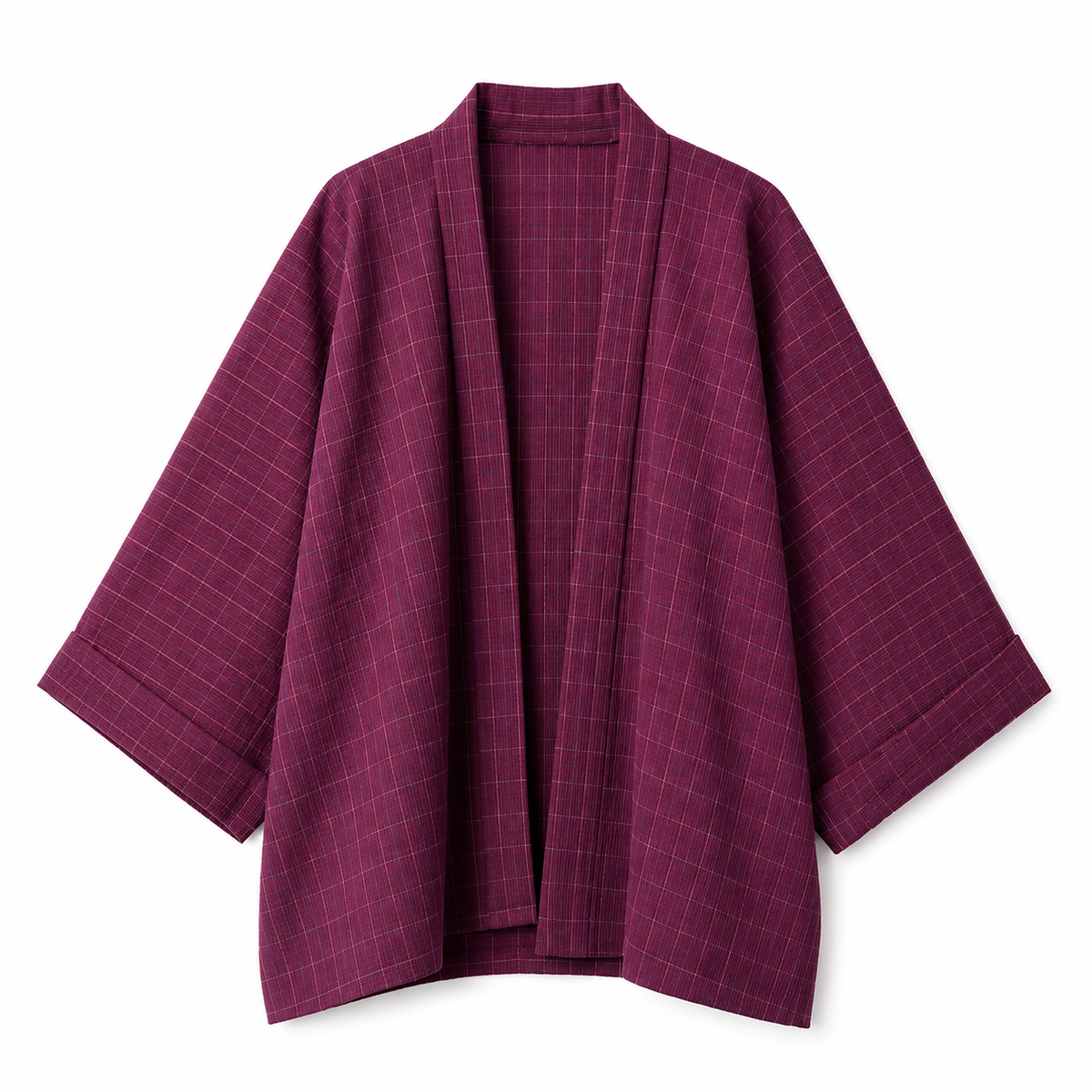 Plum Grid Kimono Jacket