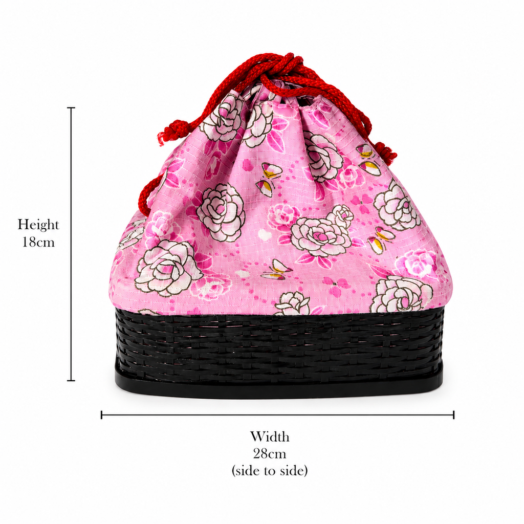 Japanese Floral Bamboo Basket Bag