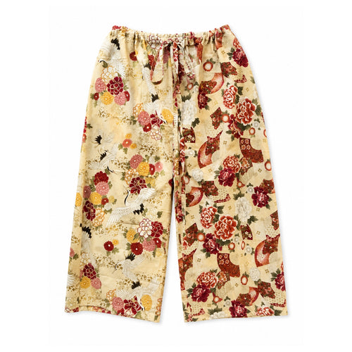 Japanese Print Wide-Leg Pants